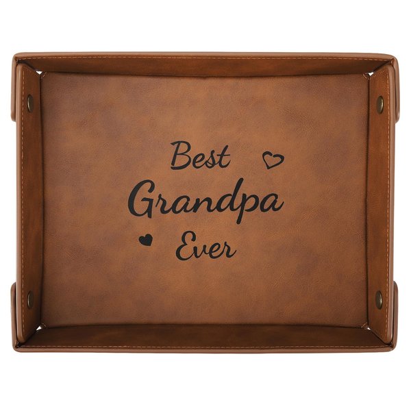 Grandpa Gifts from Grandkids, Best Grandpa Ever Gifts Leather Valet Tray from Granddaughter Grandson, Birthday Gifts for Grandpa (Best Grandpa Ever)