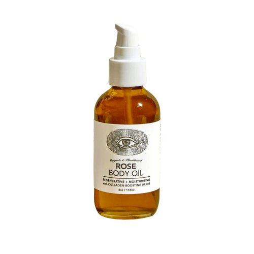Anima Mundi Rose Body Oil - Botanically Dense Adaptogenic Collagen Oil - Made with Organic Moringa Oil and Jojoba Oil for Skin Rejuvenation - Rose Scented Hydrating Body Oil (4oz / 118ml)
