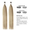 ABH AmazingBeauty Hair I Tip Hair Extensions Human Hair 16 Inch Fusion Hair Extensions Human Color #8A Light Brown Mixed with #60 Ash Blonde Hair Extensions for Short Hair Silky Straight 50g 50strands