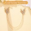 Kilshye Leaf Bride Wedding Hair Clips Gold Crystal Fairy Hair Barrettes Rhinestone Bridal Hair Accessories for Women and Girls