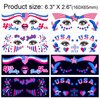 HOWAF 4th of July Glow UV Neon Temporary Tattoos 10 Sheets Independence Day Face Tattoo for USA Patriotic Party Supplies, American Flag Tattoos Stickers Face Art Decoration Red White Blue Tattoos