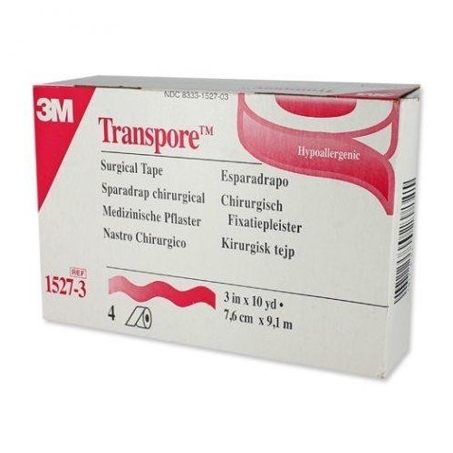 3M-1527-3 Transpore Surgical Tape 3" x 10 yards - Box of 4 Rolls