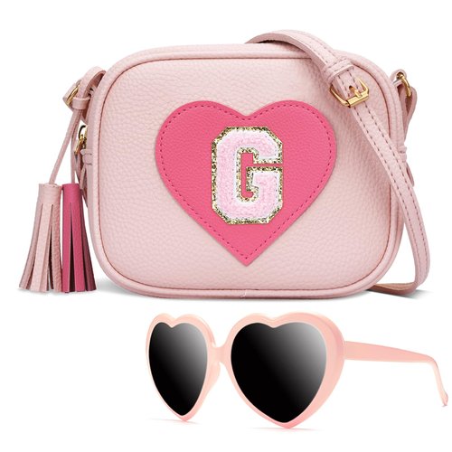 KKXIU Kids Purse Toddler Gifts for Girls and Women Vegan Leather Tassel Crossbody Bag with Sunglasses (G)