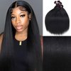 UNICE 12A Silk Yaki Straight Human Hair Weave 3 Bundles Unprocessed Virgin Real Human Hair Weft Sew in Human Hair Extensions for Women 10 12 14inch