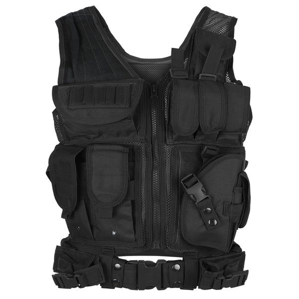 LIXADA Tactical Vest Lightweight Breathable Polyester Sports Vest Outdoor Training Vest Adjustable for Adults CS/Hunting/Training