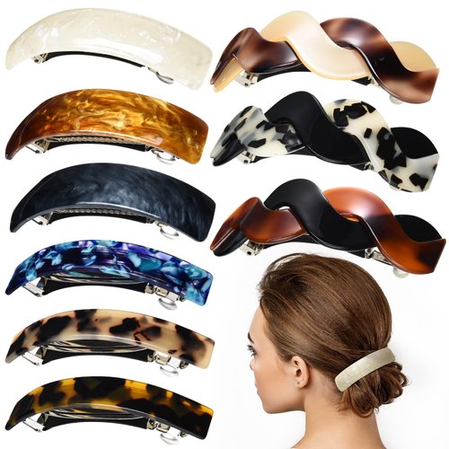 Yinder 9 Pcs Alligator Hair Clips Oval French Barrette Flat Claw Clips Duckbill Sectioning Hair Accessories for Women Jumbo Jaw Hair Clips for Styling Hair Clamps Barrettes for Gifts