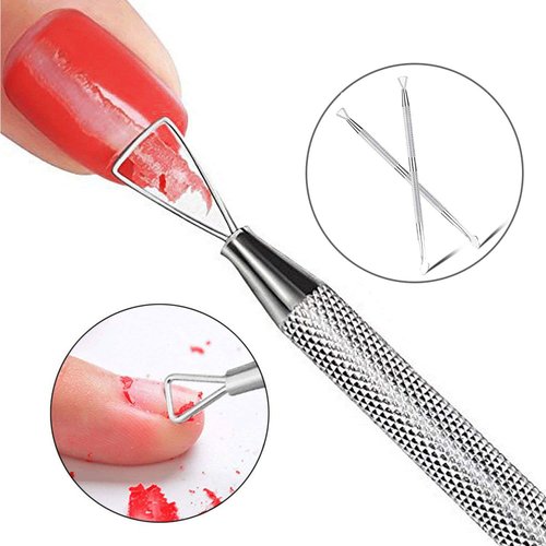 Nail Cuticle Pusher - 2 Pack Stainless Triangle Gel Nail Polish Remover Cuticle Peeler Scraper Remover Tool for Fingernails and Toenails