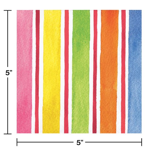 Creative Converting Breezy Beach Beverage Napkins, 5", Multi-colored