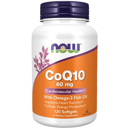 NOW Supplements, CoQ10 60 mg with Omega 3 Fish Oil, Cardiovascular Health*, 120 Softgels