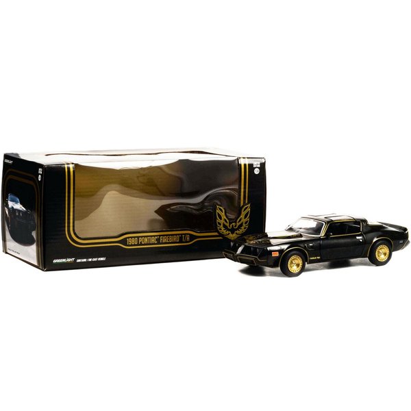 Collectibles 1980 Pontiac Firebird Trans Am T/A Turbo 4.9L Starlite Black with Golden Eagle Hood and Stripes 1/24 Diecast Model Car by Greenlight 84037