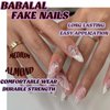 BABALAL Medium Almond Press on Nails White French Tip Fake Nails Sliver Bow Glue ons Nails 3D Water Ripple Design Acrylic Nails 24Pcs Y2k Star Stiletto False Nails with Design