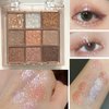 Okerker 9 Colors Glitter Shimmer Eyeshadow Makeup Palette, Korean Natural Neutral Eye shadow Palettes Highly Pigmented Long Lasting Waterproof Blendable sombras para ojos Pink White Golden Brown