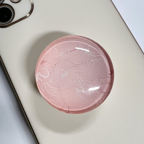 WUYULB Clear Glitter Pink Rose Gold Marble Design Expandible Collapsible Mobile Phone Grip Cell Phone Stand Holder for Smartphones Cellphone Accessory
