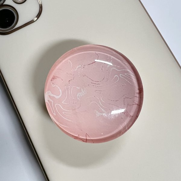 WUYULB Clear Glitter Pink Rose Gold Marble Design Expandible Collapsible Mobile Phone Grip Cell Phone Stand Holder for Smartphones Cellphone Accessory