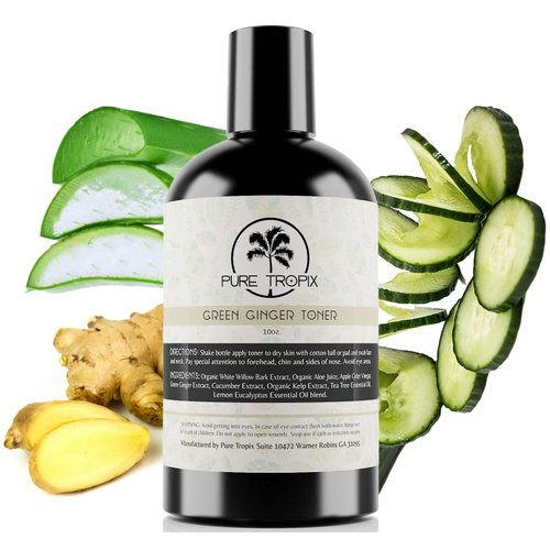 Pure Tropix Hydrating Toner for Face Non-Alcoholic with Apple Cider, Willow Bark Extract, and Aloe Leaf Juice for Sensitive Dry Skin, Lemon Essential Oil Blend, All Natural Ingredients (10 oz)