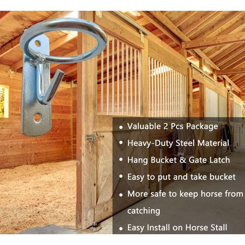 SUKEYME Horse Feed Bucket Hook,Water Bucket Holder Hanger for Horse Stall/Stable Supplies (2 Pack)