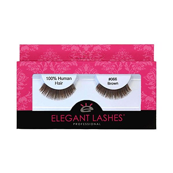 Elegant Lashes #066 Brown Short Natural Thick False Eyelashes (100% Natural Human Hair)