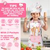 R HORSE Kid Apron and Chef Hat Set - 2Pcs Plaid Floral Adjustable Children Kitchen Apron, Dress up Role Play Chef Toy Cooking Baking Painting and Training Kit Kid Funny Cooking Birthday Gift for Girls