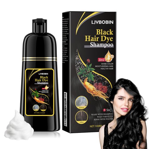 LJYBoBin Black Hair Dye Shampoo, 3 in 1 Hair Shampoo,Easy to Use,Long Lasting