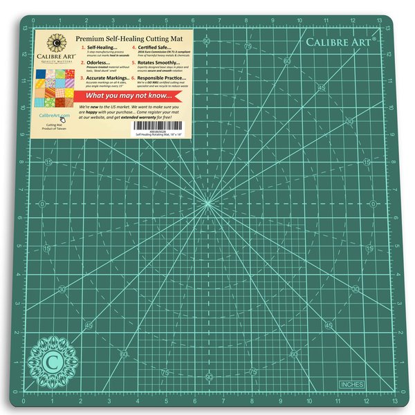 Calibre Art Rotating Self Healing Cutting Mat 14x14 (13" Grid), Perfect for Quilting & Art Projects