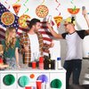 Teling 48 Pcs Pizza Party Decorations Pizza Hanging Swirl Themed Ceiling Decor Whirls for Birthday Party Supplies