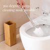 GOBAM Bamboo Toilet Bowl Cleaner with Holder for All Toilet Types - Hidden Stainless Steel Toilet Brush - Bathroom Cleaning Brushes - Toilet Accessories - Natural