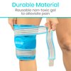 Vive Knee Ice Pack Dual Strap - Reusable Gel for Hot and Cold Therapy - Wrap Around Entire Joint After Replacement Surgery Or Injury - Cooling Compression for Pain and Swelling - Men, Women (Blue)