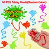 40PCS Glitter Sticky Hands Party Favors for Kids Birthday Supplies Valentine Goodie Bag Stuffers Classroom Treasure Box Carnival Prizes Bulk Goody Treat Gift Trinkets Stuff Pinata Fillers Mini Toys