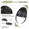 Gx Beauty Clip in Bangs 100% Human Hair Bangs Women Air Thinning Curtain Flat Fake Bangs Hair Clip Wispy Bangs Fringe with Temples Hairpieces for Daily Wear(Natural Black)