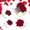 4 Pcs Red Rose Hair Clip Rose Brooch Elegant Floral Clips Bridal Wedding Accessories for Women Girls Bride Flamenco Dancer Wedding