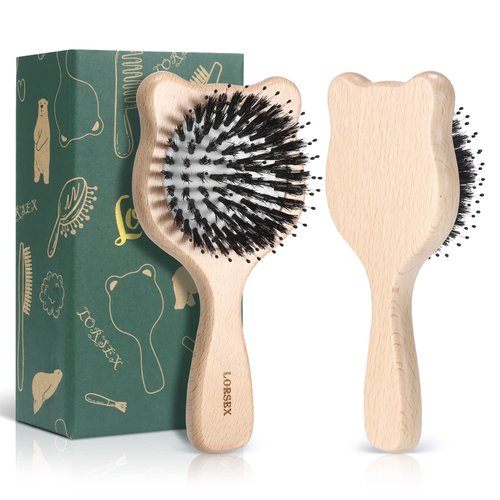 Hair Brush, Boar Bristle & Nylon Hair Brush Mini Travel Hair Brushes for Women Kids, Small Hair Brush for all types Hair (Natural)