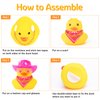 wonuu Car Rubber Cowboy Duck, Yellow Ducks Decoration Dashboard with Cowboy Hat Necklace Sunglasses, Glitter Pink