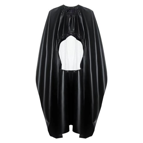 Senxteqis Salon Barber Cape,Hair Cutting Cape,Hair Accessories with see-through window and adjustable neck closure (Black)