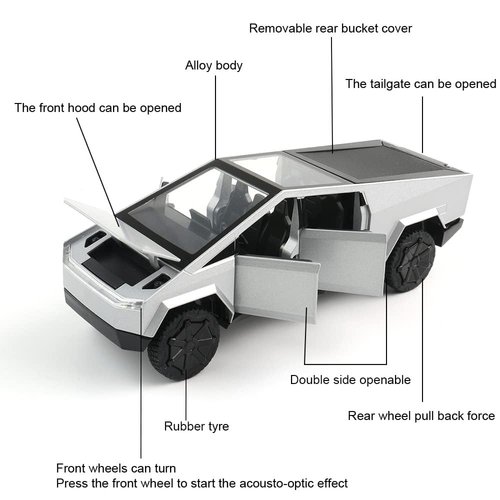 JaBuBeaGup 1/32 Alloy Pickup Truck Model Simulation Casting Toy Car Model Children's Dream Toys with Cool Lighting and Dynamic Music Perfect Birthday and New Year Gifts (1/32 Pickup Silver Grey)