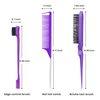 BRIMFULITE 3 Pcs Hair Brush Set with 1 Edge Brush, 1 Rat Tail Comb, 1 Bristle Hair Brush for Slicking Back Hair, Controlling Flyaway, Braiding for Women Men Babies (Purple)