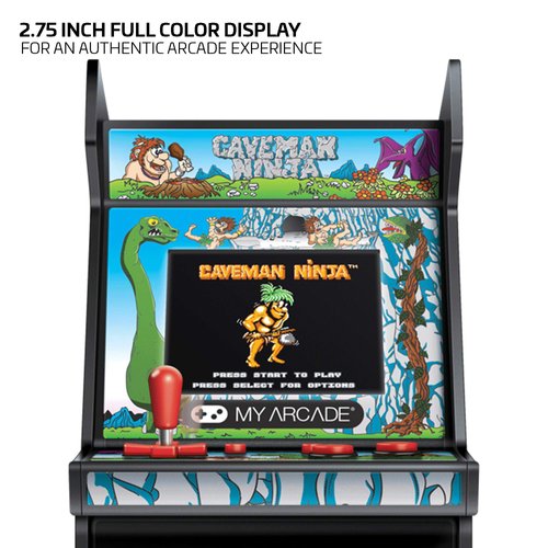 My Arcade Micro Player Mini Arcade Machine: Caveman Ninja Video Game, Fully Playable, 6.75 Inch Collectible, Color Display, Speaker, Volume Buttons, Headphone Jack, Battery or Micro USB Powered