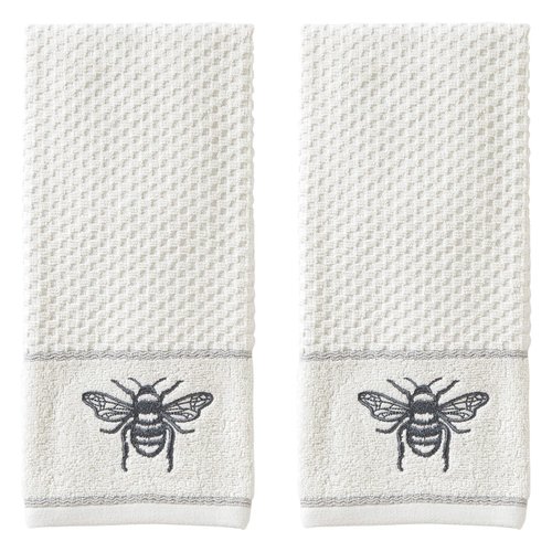 SKL Home Farmhouse Bee Hand Towel Set, White 16x25