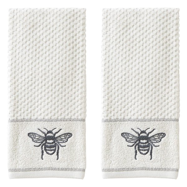 SKL Home Farmhouse Bee Hand Towel Set, White 16x25