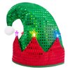 WTTORDE Elf Hat,Christmas LED Hats，Light Up Elf Hat Costume Accessory,Xmas Holiday Party Favors Gifts, Red Green