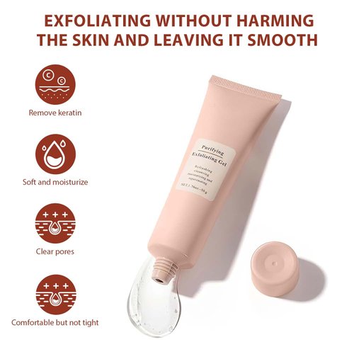 2PCS Purifying Exfoliating Gel, Facial Exfoliator Cleanser, Exfoliating Face Scrub, Exfoliating Gel Scrub for Face, Gentle Exfoliating Facial Cleanser for All Skin Types, Cleans Dirt & Oils