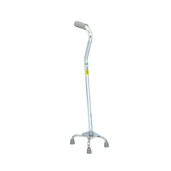 Essential Medical Supply Height Adjustable Quad Walking Cane with 4 Legs for Stability in Silver with Standard Base