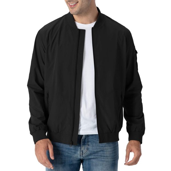 Rdruko Men's Windbreaker Lightweight Bomber Jacket Causal Fashion Light Jacket(Black, US XXXL)