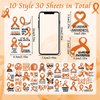 WANDIC 30 Sheets Leukemia Awareness Temporary Tattoos, Orange Ribbon Awareness Tattoo Sticker Cancer Survivor Decals for Charity Event Decoration