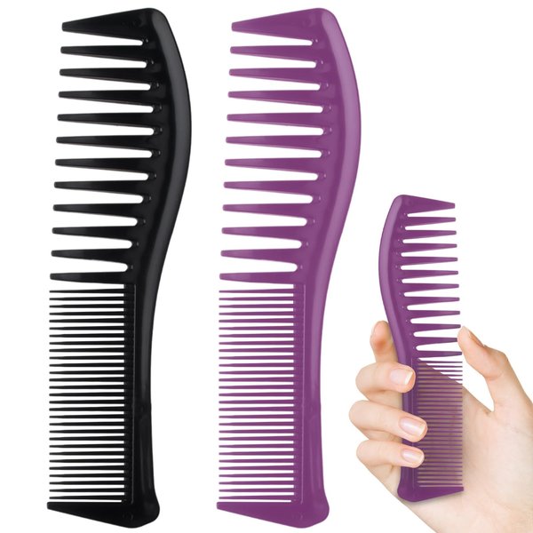 2PCS Detangling Hair Comb for Women, 2-Sided Plastic Hairstyle Comb With Wide and Fine Teeth, All-Purpose Hair Comb for Thin, Thick, Curly, Straight Hair - For Men & Women Combing, Hairstyling