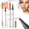 Eyebrow Microblading Pen,3D Waterproof Microblading Eyebrow Pencil Contouring Pen, 4 Fork Tip Magic Eyebrow Pencil Tattoo Long-Lasting for Natural Makeup (Light Coffee)