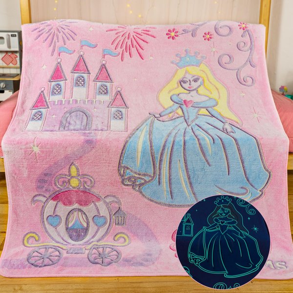 Glow in the Dark Princess Blanket– Fun Birthday Gift for Kids Who Love Princess Toys & Princess Dresses for Girls. Cute Toddler Blanket Throw for Princess Bedding, Princess Bed or Princess Room Décor