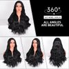 Vitorish Long Wavy Wig for Women, 28 Inches Middle Part Curly Wavy Wig Black Small Lace Resistant Fiber Synthetic Wigs for Daily Use (Black)