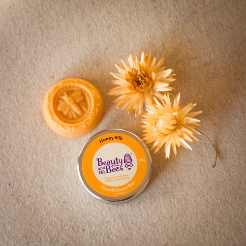 Beauty and the Bees Honey Silk Natural Conditioner Bar for Shiny Healthy Hair | Untangles and Softens Hair | Eco Friendly Hair Care