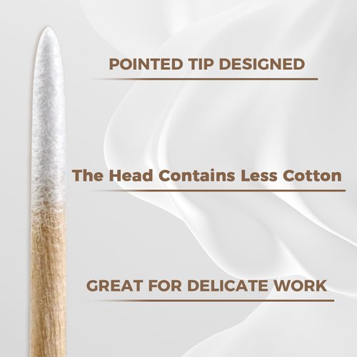 400Pcs Pointed Cotton Swabs in Storage Box - Precision Microblading Cotton Swabs with Wooden Sticks, 4 Inch Cotton Swabs for Makeup, Cleaning Nail Polish, Eyebrow, Tattoo Permanent Supplies, Craft