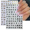 8 Sheets Old Letters Nail Art Stickers Decals Black White English Character Nail Decals Laser Glitter Gold English Alphabet Nail Art Design Letters Words Nail Sticker Nail Decoration for Women Girls